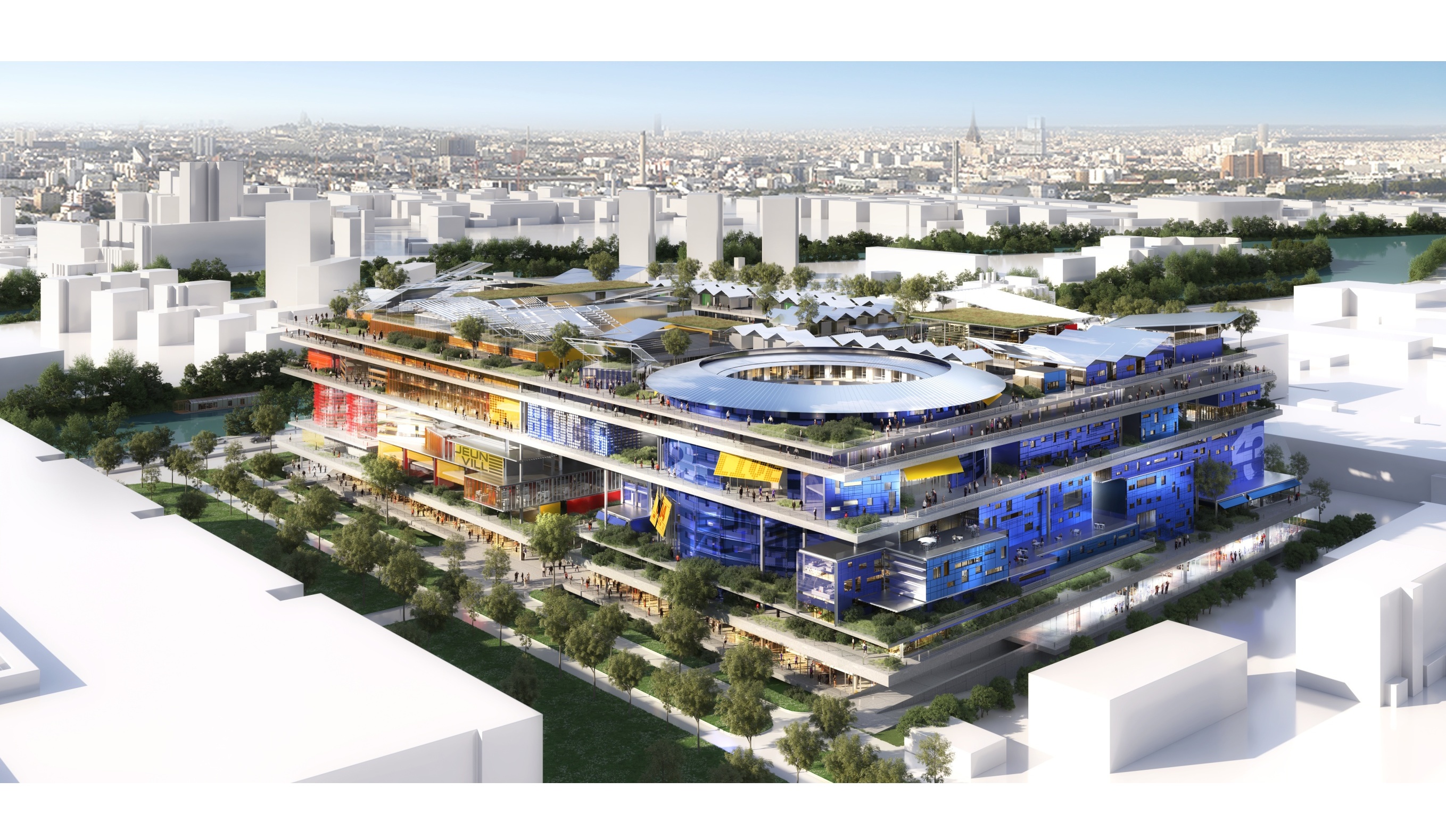 L'ensemble sera implanté à l'est de la ville, en face du futur village olympique et paralympique. Sa livraison est prévue pour 2025
