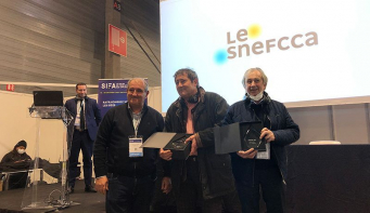 Au premier plan de gauche à droite : Jean-Luc Carré, président du Snefcca, Philippe Roy et Claude Malley. 