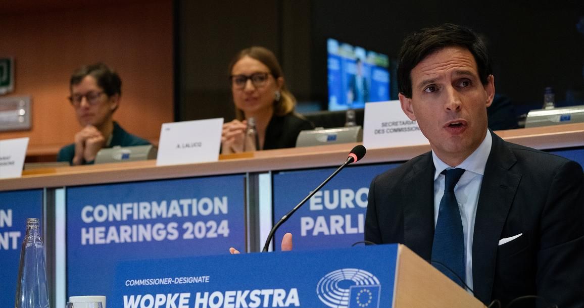 Le commissaire chargé du climat, Wopke Hoekstra, ici durant une audition de confirmation 2024.