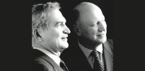 Robert Zolade (à droite) aux côtés de Francis Markus, l'autre co-fondateur du groupe Elior, décédé en 2006.  