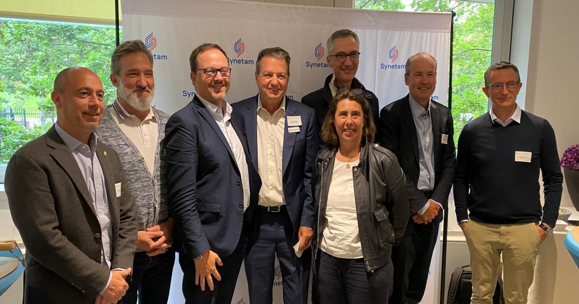 Bureau exécutif de Synetam (de gauche à droite) :- Aurélien Fouquet (Santos) – conseiller ; Laurent Courneil ; (Socamel) – conseiller ; Guilhem Pinault (De Buyer Industries) – vice-président ; Pierre Marcel (Tournus Equipement) – Président; Bénédicte Compere (Metos) – trésorière ; Emmanuel Brugger (Cristel) – trésorier ; Patrick Le Feur (T.E.N – conseiller ; Alexandre Dubost (Jean Dubost) – conseiller.