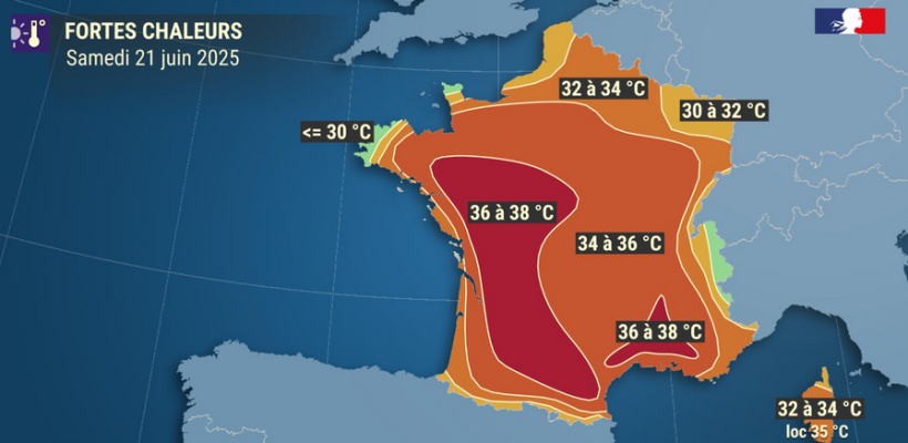 Carte de Météo France élaborée le 18 juin 2025 à 12h.
